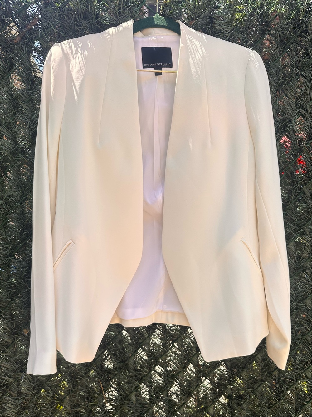 Banana Republic Women's White Open-Front Blazer Jacket